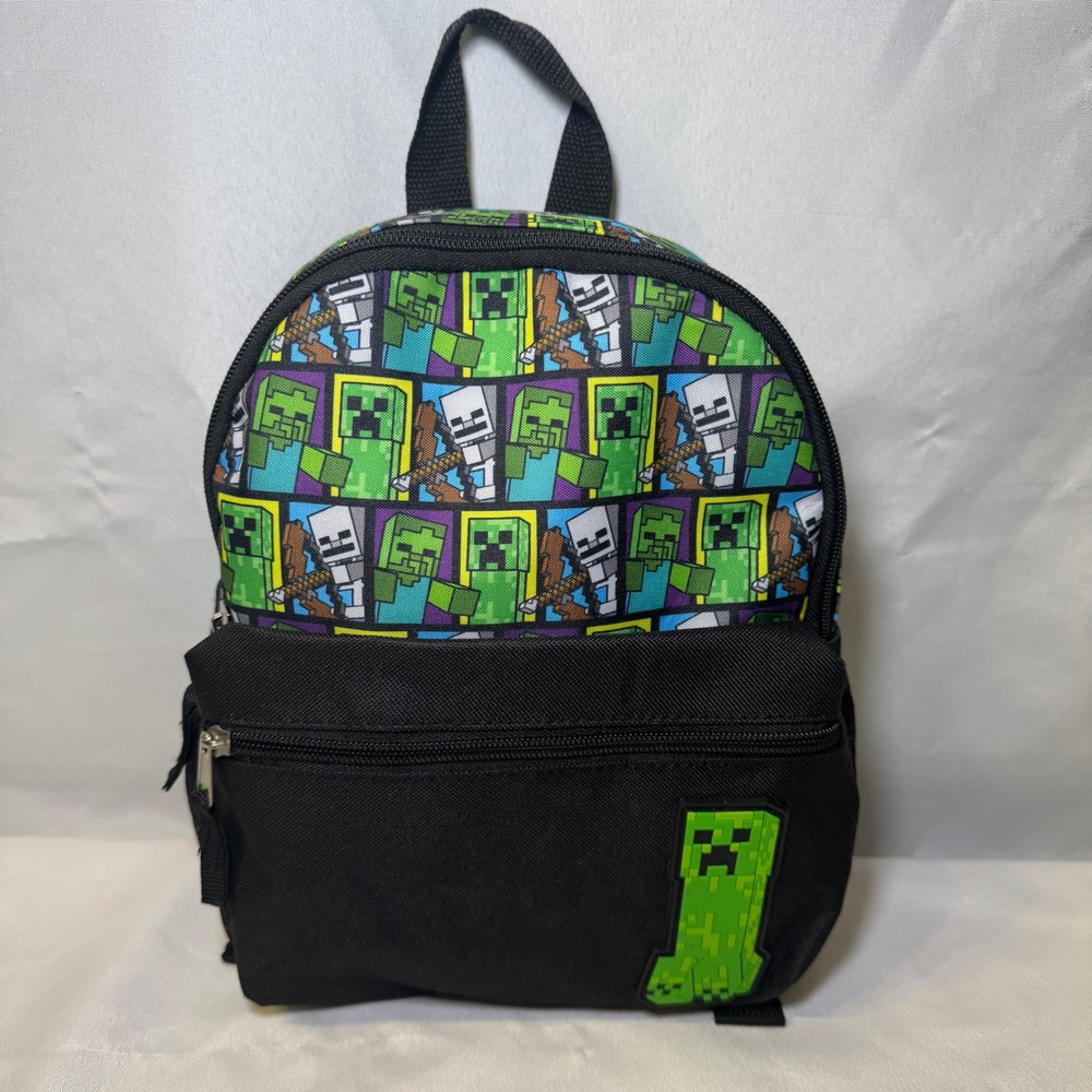 Minecraft Mini Backpack Black Character Print Creeper Zombie Skeleton Gaming Bag